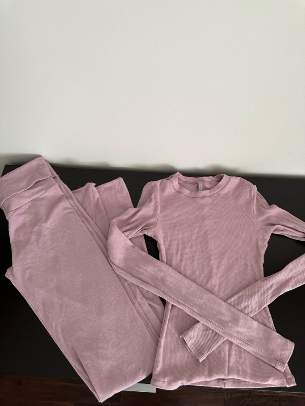 SKIMS Ribbed Long Sleeve Top & Flared Pants Set